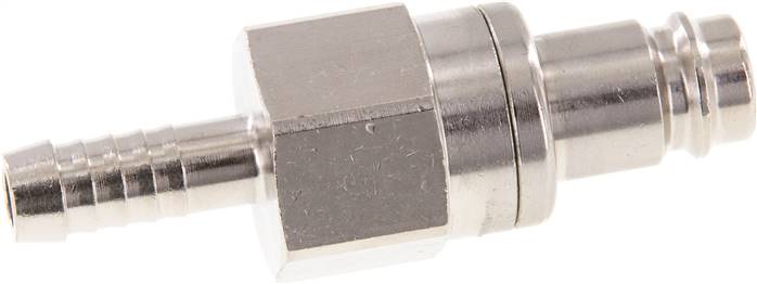 Kupplungsstecker (NW10) 9 (3/8")mm Schlauch, Messing vernickelt, beidseitig absperrend