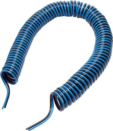 PU-Spiralschlauch 4,3 x 3mm 2,5mtr. Arbeitsl. Duo-Schlauch (2-fach), axialer Abgang