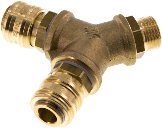 2-fach-Luftweiche mit Schnellkupplungen, G 1/2" (AG)