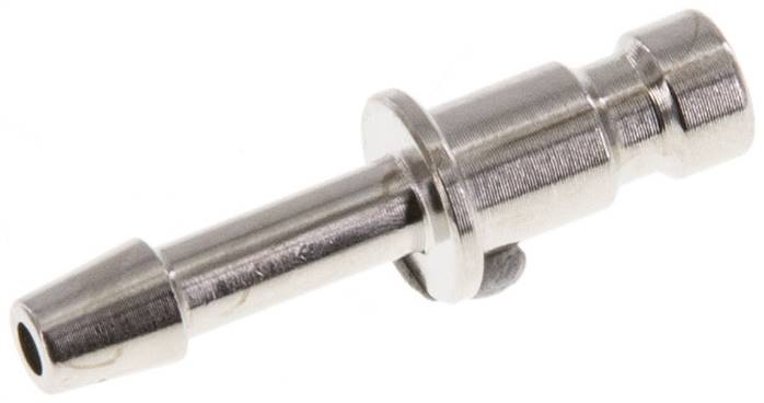 Kupplungsstecker (NW2,7) 3mm Schlauch, Messing vernickelt