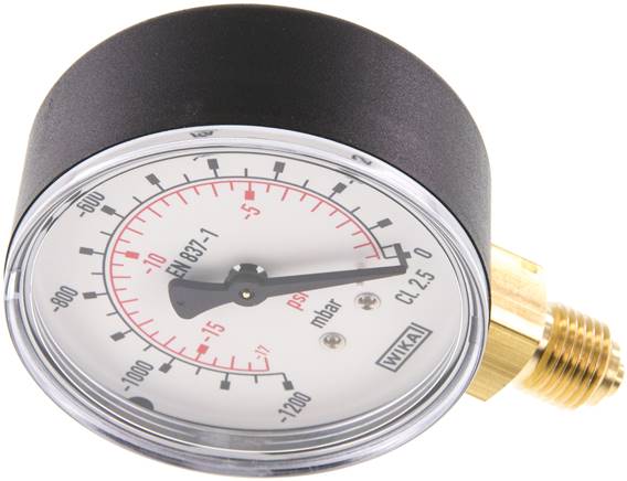 Manometer senkrecht (KU/Ms), 63mm, -1200 bis 0 mbar