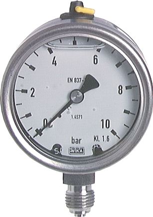 Chemie-Glycerin-Manometer senkrecht, 63mm, -1 bis 3 bar