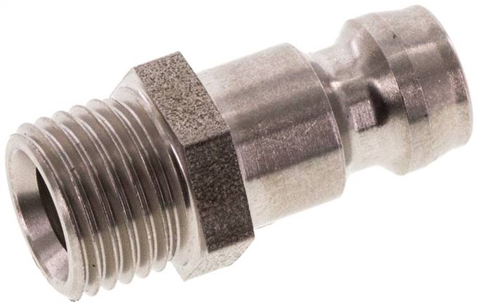 Temperierkupplungsstecker 9mm Zapfen,M 10x1(AG), Edelstahl
