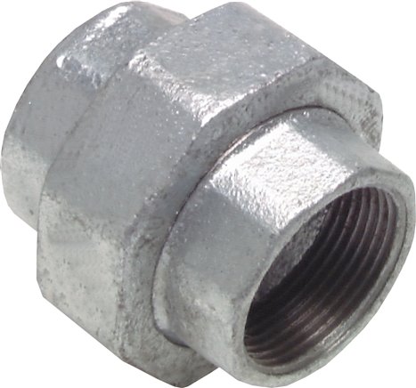 Verschraubung flach dichtend Rp 3/8" (IG),Temperguss verzinkt
