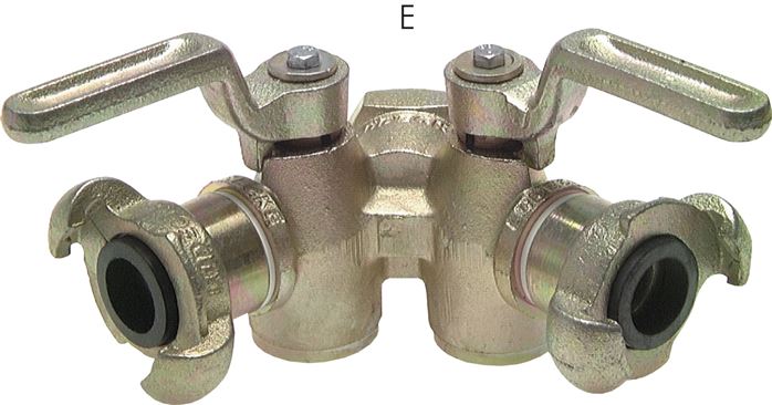 Doppel-Kükenhahn mit Kompressorenkupplung, G 3/4"(IG)