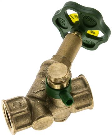 Schrägsitz-Absperrventil, Rp 1/2", PN 10, Messing, DVGW, mit Entleerung