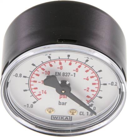 Manometer waagerecht (ST/Ms), 50mm, -1 bis 0 bar, G 1/4"