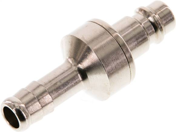 Kupplungsstecker (NW7,2) 10mm Schlauch, Messing vernickelt, beidseitig absperrend