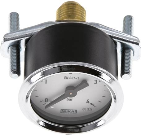 Einbaumanometer, 3-kant-Frontring, 40mm, 0 - 4 bar, 1/4" mit Zentrierzapfen