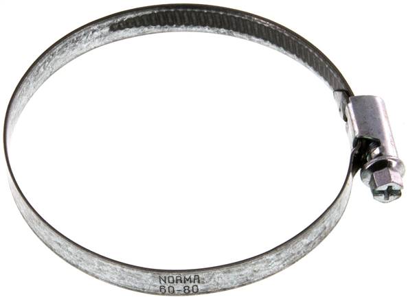 9mm Schlauchschelle 60 - 80mm, Stahl verzinkt (W1) (NORMA)