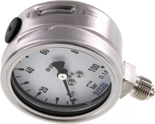 Chemie-Manometer senkrecht, 63mm, 0 - 100 bar