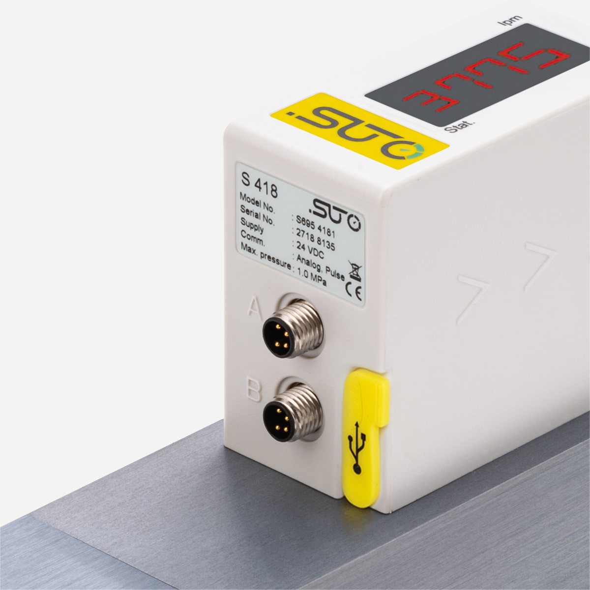 S418 Inline-Durchflussmesser Druckluft, Edelstahl, DN25, Datenlogger, Modbus/RTU