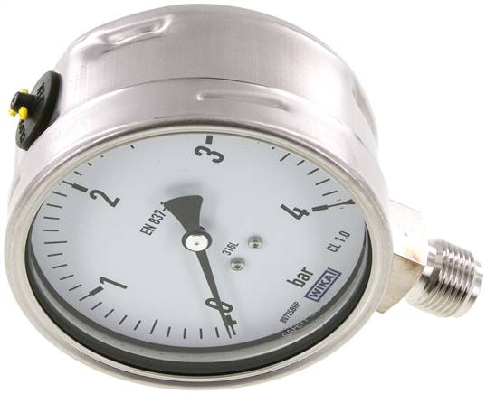 Chemie-Manometer senkrecht, 100mm, 0 - 4 bar