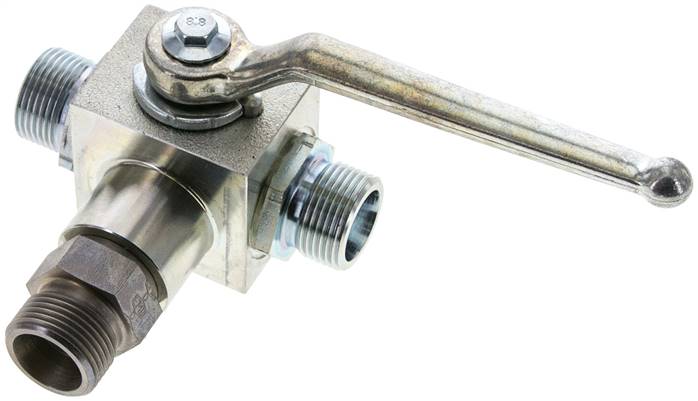 Hochdruck-3-Wege Kugelhahn, L-Bohrung, 14 S (M22x1,5), 0 bis 500bar