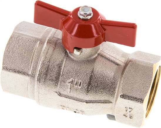 Messing-Kugelhahn, Rp 1", -0,9 bis 40 bar, voller Durchgang, Knebelgriff