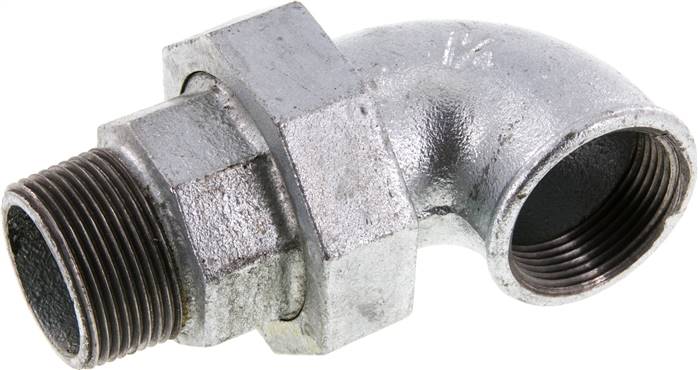 Winkel-Verschraubung flach dichtend Rp/R 1-1/4"(IG/AG)