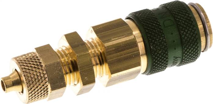 Schott-Schnellkupplung (NW5) 6x4mm Schlauch, Messing, für Stecker beidseitig absperrend