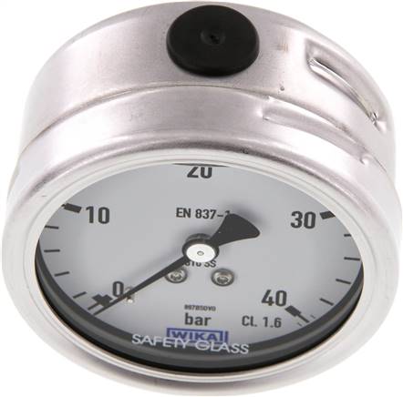 Chemie-Glycerin-Manometer waagerecht, 63mm, 0 - 40bar