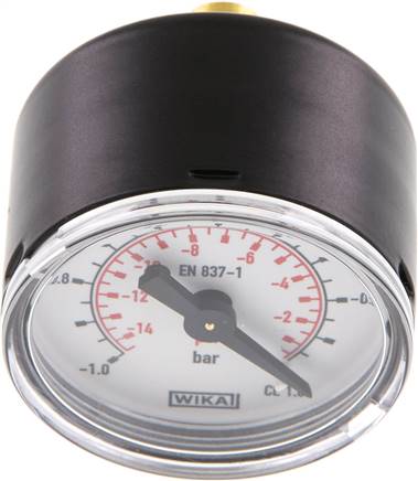 Manometer waagerecht (ST/Ms), 40mm, -1 bis 0 bar, G 1/8"