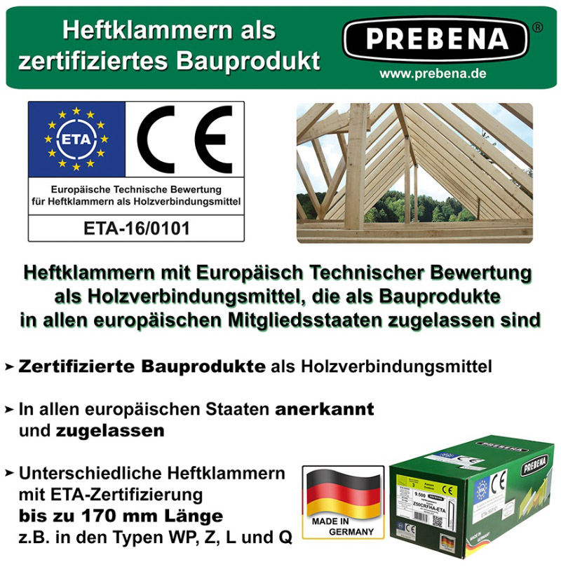 Prebena-Heftklammern-Zertifizierung