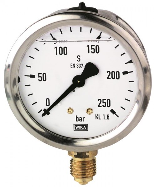 Glyzerin Manometer Edelstahl 0-10 bar G 1/4 63mm Anschluss Messing unten neu 
